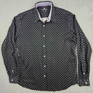 Buttercloth XLT Tall Fit Micro Sailboat Print Shirt Black Flip‎ Cuff Button Up